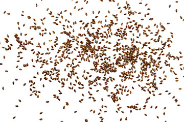 Flax seeds, brown Linseed. Background or texture of Linen seeds close-up.  Top view