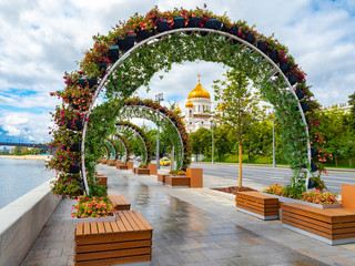 Moscow in the summer. Russian Federation. The streets of Moscow. Cathedral of Christ the Savior on...