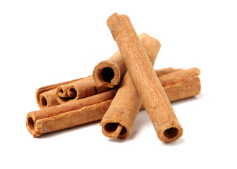 Cinnamon on a white background