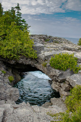 Deep cave formation near Grotto, Georgian Bay, ON