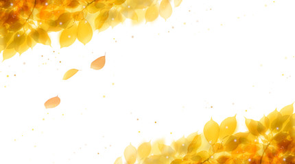 黄金色に光り輝くの秋の木の葉