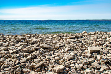 Rocks on the beach of Lake Huron, ON