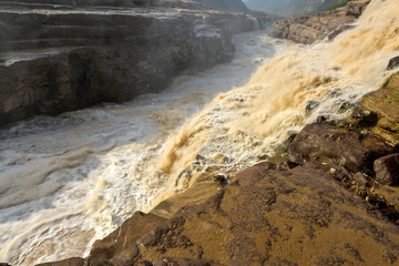 The natural scenery of the Hukou in the Yellow River, China