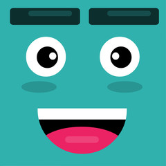 blue square happy expression vector illustration