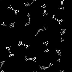 Hand drawn bones seamless pattern for textile design. Bone seamless hand doodle, great design for any purposes. Vector illustration. Vector textile fabric print. Abstract background