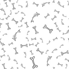 Hand drawn bones seamless pattern for textile design. Bone seamless hand doodle, great design for any purposes. Vector illustration. Vector textile fabric print. Abstract background