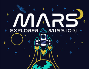 Mars explore mission print 