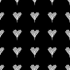 Seamless Modern grunge heart hand drawn set, great design for any purposes. Hand drawn doodle grunge heart set. Modern vector design. Seamless vector tile pattern. Doodle illustration