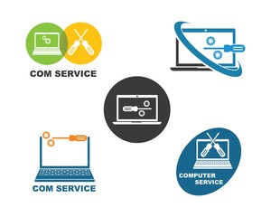 computer service and repair logo icon vector illustration