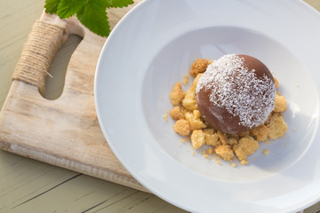 Chocolate ball lava with Chocolate Fondue, Sweet dessert