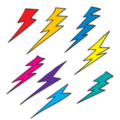 doodle thunder collection illustration handdrawn colorful style vector