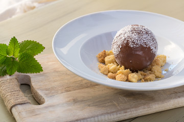 Chocolate ball lava with Chocolate Fondue, Sweet dessert