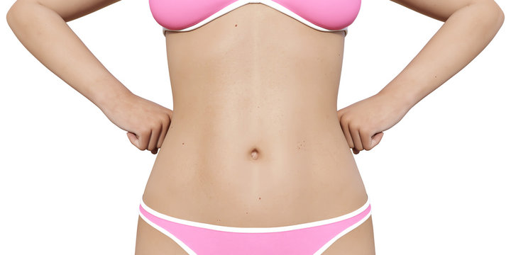 Close Up of Ideal Stomach of Woman 3D Render