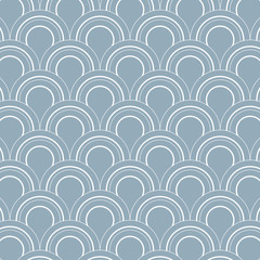 Geometric vector pattern, repeating circle or abstract water drop, fish scale and curtain. Pattern is clean for design, fabric, wallpaper, printing. Pattern is on swatches panel. © milezaway