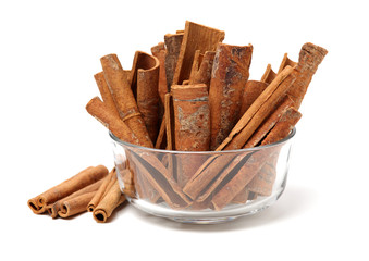 Cinnamon on a white background