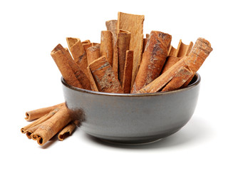 Cinnamon on a white background