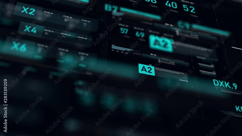 Poster futuristic user interface hud gui digital text number element for cyber technology concept with shal