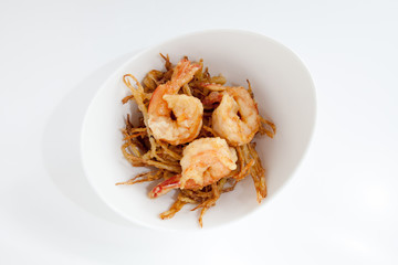 Fried shrimp with lemongrass