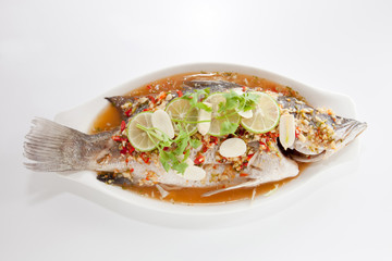 steamed seabass with lemon sauce