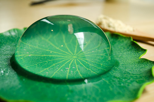 Water cake (the water drop dessert mochi "mizu shingen mochi" or "Yamanashi Mochi "). A Japanese style dessert with decoration. Raindrop Mizu Mochi is a popular dessert in Japanese, no calorie.