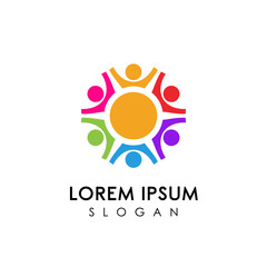 Teamwork and community logo design vector. Adoption and social network logo design template.