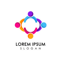 Teamwork and community logo design vector. Adoption and social network logo design template.
