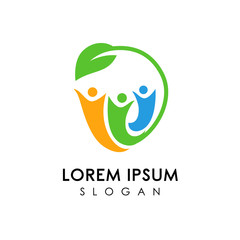 family care logo design vector. Adoption and social network logo design template.