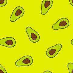 Vector seamless pattern with hand drawn avocados.
