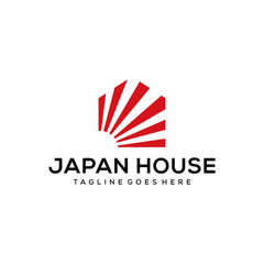 illustration of a house where all Japanese culture is stored logo design