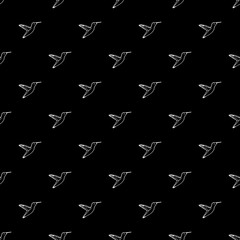 Vector seamless pattern with hand drawn white colibri.
