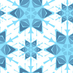 Seamless vector pattern with original snowflakes in flat style. Winter background for printing on fabric, wrapping paper, greeting cards.