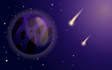 Obraz na płótnie Canvas space background with abstract shape planets and asteroids. For web design banner. space exploring. vector illustration