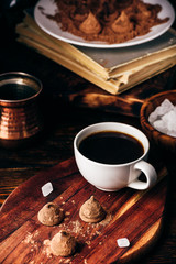 Chocolate truffles coated in cocoa powder