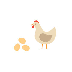 Vector illustration of flat hen with eggs.