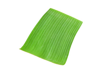 Tear the banana leaves isolated on white