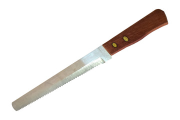 sharp toothed knife isolated on white background