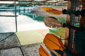 Plastic paddle for kayaking activity