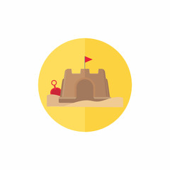 Sand Castle Flat summer icon vector illustration for fun infographic and travel website