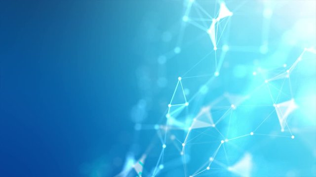 Abstract background Futuristic dot point and connection line for network cyber technology concept with shallow depth of field dark and grain processed