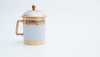 Ceramic  teacup on white background.