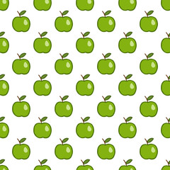 Vector seamless pattern with hand drawn green apples.