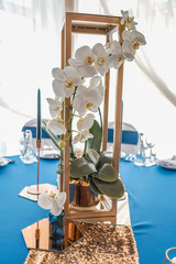 wedding table setting, blue color