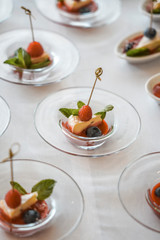 Canapes, fruits, cheese