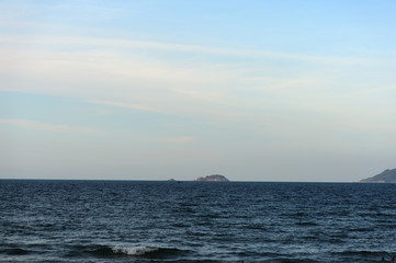Fototapeta na wymiar View from the coast to the East Vietnam sea and Cham islands. Hoi An, Vietnam