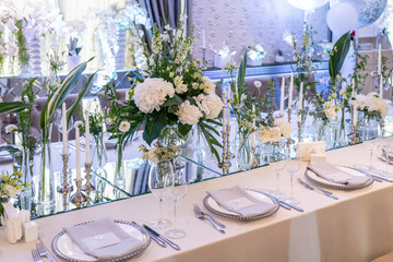 wedding table setting, white color