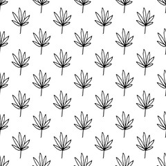 Vector seamless pattern with hand drawn leaves.