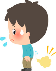 おならが出て赤面する若い男性