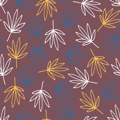 Fototapeta na wymiar Vector seamless pattern with abstract hand drawn colorful leaves.