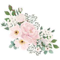 Bouquet with  flowers, watercolor. Vector illustration. EPS 10