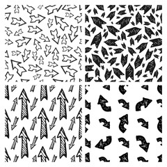 Seamless pattern with hand drawn arrows